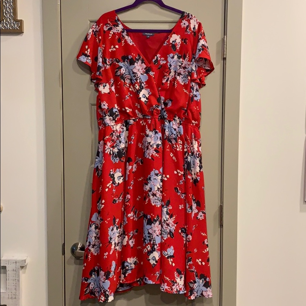 ModCloth Red with Blue floral print dress - 4X